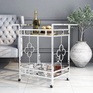 Foroka Contemporary Chrome 2-Shelf Serving Cart with Casters