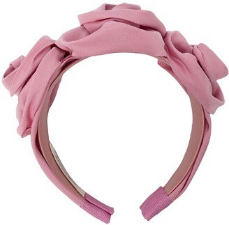 Triple Rosette silk faille headband