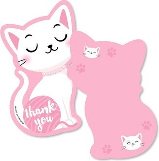 Big Dot of Happiness Purr-fect Kitty Cat - Shaped Thank You Cards - Kitten Baby Shower Birthday Party Thank You Note Cards with Envelopes - Set of 12