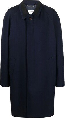 Dark Blue Virgin Wool Blend Coat