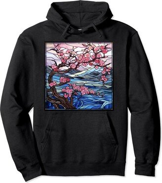 Sakura Arty Work Blossom Reverie Japanese Sakura in Brushwork Pullover Hoodie