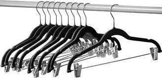 10-pack Velvet Hanger Ultra-Thin Black Hangers with Clips Non-slip for Skirts and Pants Hangers- Homeitusa