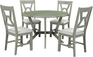 hommetree 5pcs Mid-Century Dining Table Set with 4 Upholstered Chairs