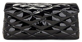 Large Sade Patent Puffer Clutch in Black