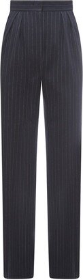 High-Waisted Chalk-Stripe Jersey Trousers