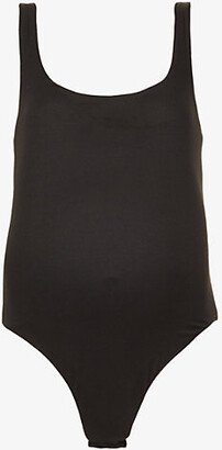Bumpsuit Womens Black aternity The Ines Stretch-jersey Body