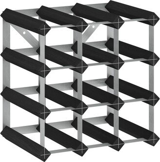 Wine Rack for 12 Bottles Black Solid Pine Wood