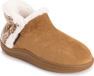 Faux Suede Indoor/Outdoor Slipper Bootie with High Pile Fleece Trim