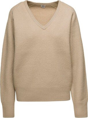 V-Neck Long Sleeved Knitted Sweater-AA