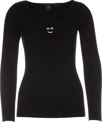 Love Birds V-Neck Long-Sleeved Top