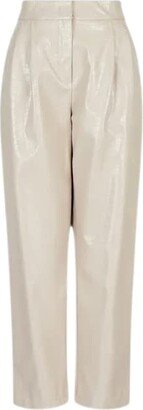 A|X Armani Exchange Women's Pu Leather with Crocodile Pattern Pleated Trouser
