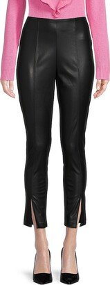 Faux Leather Flat Front Pants