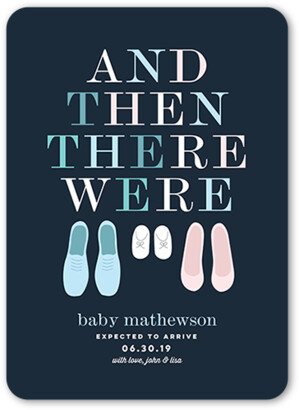 Birth Announcements: New Shoes Pregnancy Announcement, Blue, Standard Smooth Cardstock, Rounded