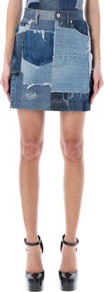 Patchwork Denim Mini Skirt