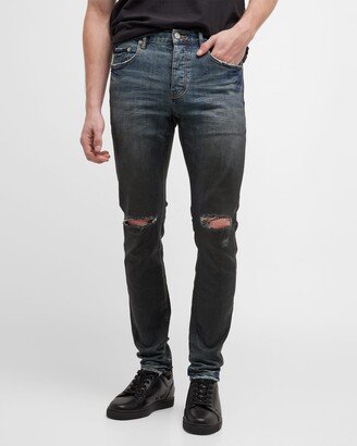 Men's Color Coated Gradient Distressed Skinny Jeans