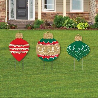 Big Dot of Happiness Ornaments - Outdoor Lawn Sign Decorations with Stakes - Holiday and Christmas Party Yard Display - 3 Pieces