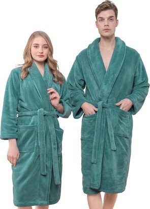 Mens and Womens Robe Warm Fleece Unisex Bathrobe-AA