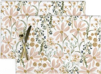 Country Floral Placemats | Set Of 2 - Daisy Dreams Jumbo By Indybloomdesign Watercolor Wildflower Summer Cloth Spoonflower