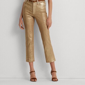 Ralph Lauren Metallic High-Rise Straight Ankle Jean