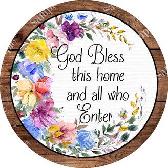 God Bless This Home Inspirational Sign | Door Hanger Decor Wreath Supplies