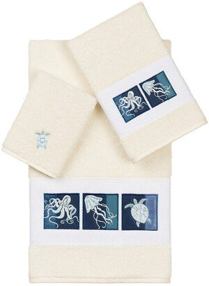 Ava 3-Piece Embellished Towel Set - Cream