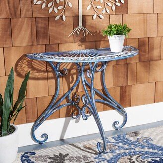 Annalise Victorian Iron Half Moon Outdoor Accent Table. - 36 in. W x 19 in. D x 29 in. H