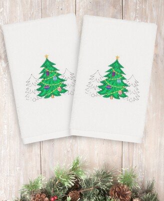 Linum Home Christmas Three Trees 100% Turkish Cotton 2-Pc. Hand Towel Set