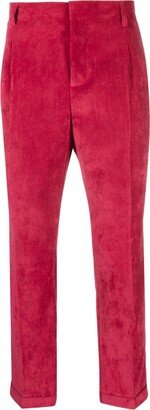 Pressed-Crease Suede Tailored Trousers