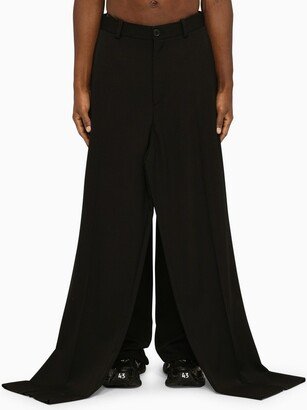 Double Front black wool trousers