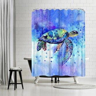 71 x 74 Shower Curtain, Sea Turtle Blue by Suren Nersisyan