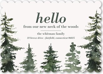 Moving Announcements: Woodland Wanderlust Moving Announcement, Grey, 5X7, Pearl Shimmer Cardstock, Scallop