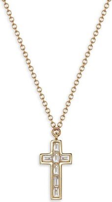 Saks Fifth Avenue Made in Italy Saks Fifth Avenue Women's 14K Yellow Gold & Diamond Cross Pendant Necklace