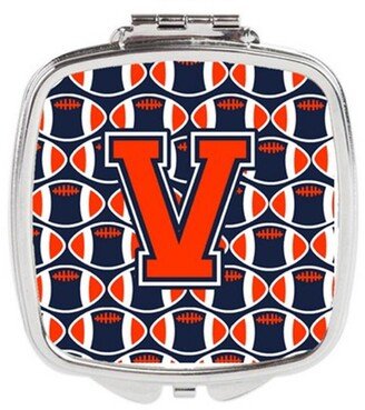 CJ1066-VSCM Letter V Football Orange, Blue & White Compact Mirror