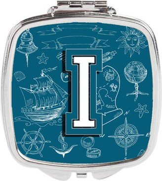 CJ2014-ISCM Letter I Sea Doodles Initial Alphabet Compact Mirror