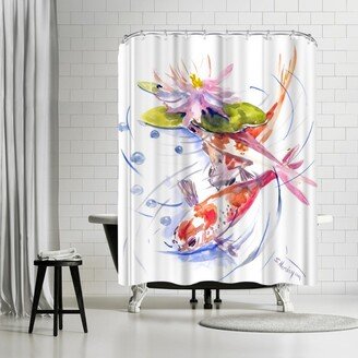 71 x 74 Shower Curtain, Koi Pond Lotus by Suren Nersisyan