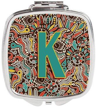 CJ2013-KSCM Letter K Retro Tribal Alphabet Initial Compact Mirror