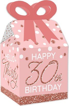 Big Dot of Happiness 30th Pink Rose Gold Birthday - Square Favor Gift Boxes - Happy Birthday Party Bow Boxes - Set of 12