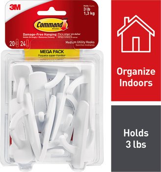 Command Utility Hook Mega Pack Medium White Pkg/20