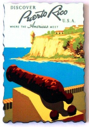 Puerto Rico Travel Poster Fridge Magnet | Wood Style