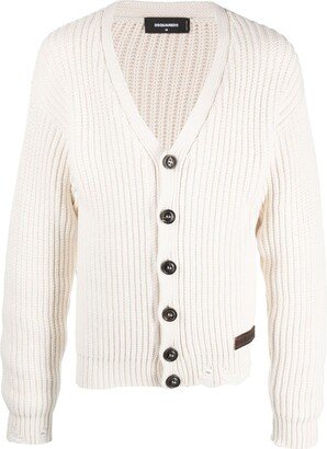 V-neck ribbed cardigan-AF