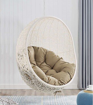 Balmoral Outdoor White Rattan with Mocha Cushioned Hanging Swing Chair