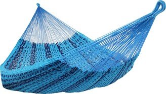 Sunnydaze Decor Mayan Family Hammock XXL Blue Handwoven Thick Cord - 880-lb. Capacity