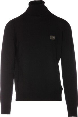 Branded Tag Turtle-Neck Sweater