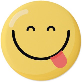 Pins: Emoji Happy Face Pins, Large Circle, Yellow