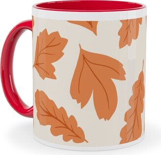 Mugs: Autumn Leaves - Orange On Cream Ceramic Mug, Red, 11Oz, Orange