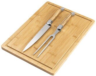 2Pc Connoisseur Laguiole Carving Knife/Fork/Cutting Board-AA