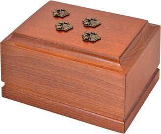 Pet Cremation Urn Paw Prints Memorial For A Ashes Dog Cat Animal Wooden Remains