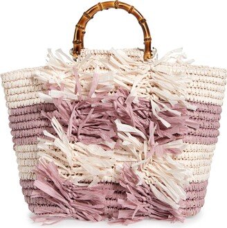 Rose Stripe Straw Satchel