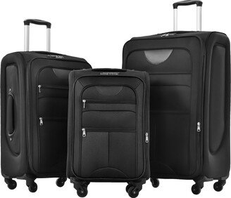 GREATPLANINC Softside Luggage 3 Piece Set Suitcase Spinner Hardshell Lightweight TSA Lock Softshell Luggage Travel Set 22 26 30-AB