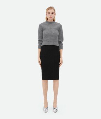 Light Textured Viscose Midi Skirt